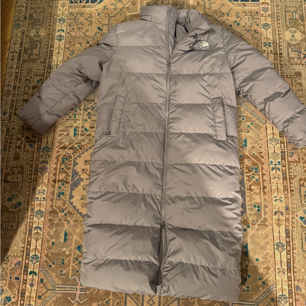 North Face Long Triple C Parka Sz M Purple/Grey